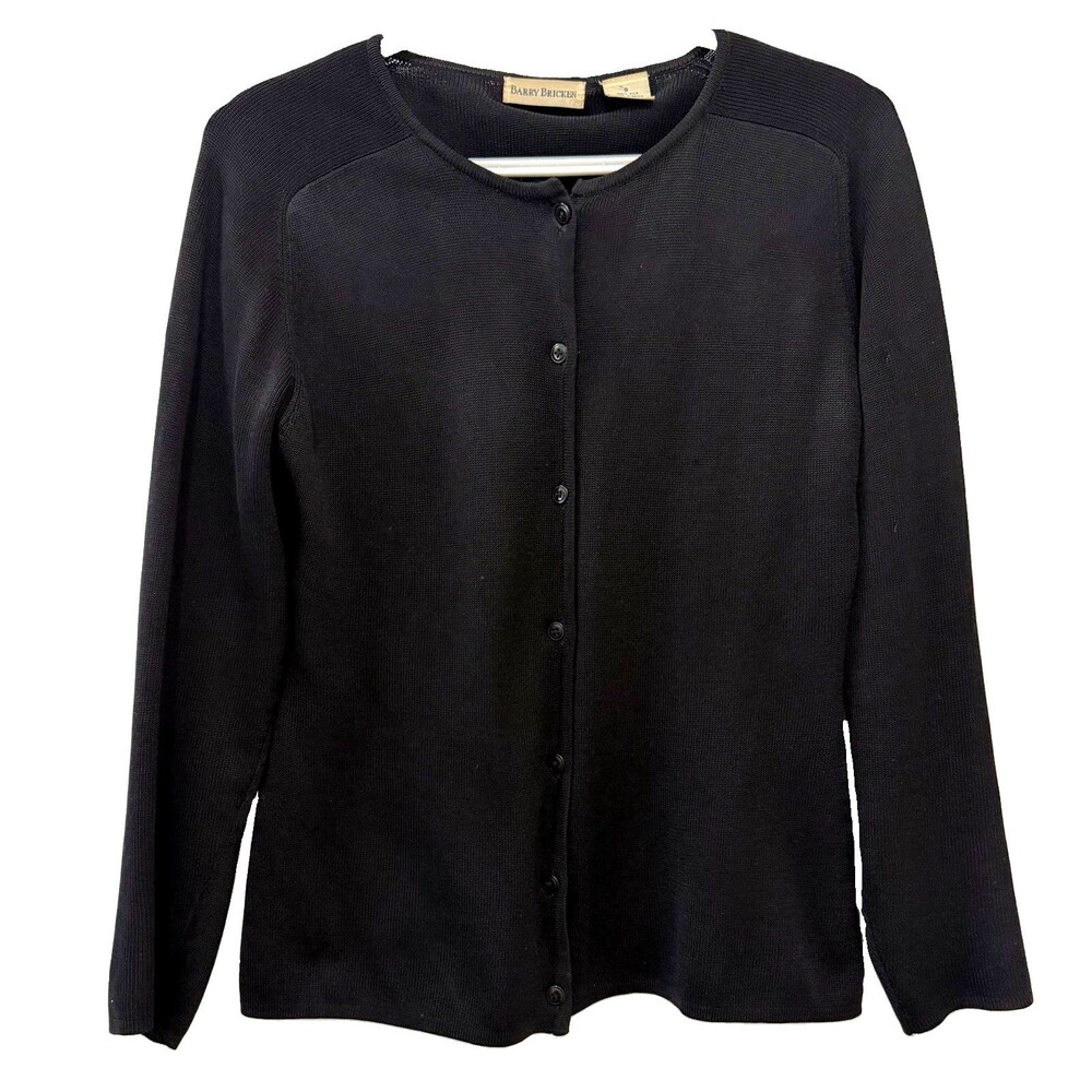 Vintage Barry Bricken Black 100% Silk Knit Cardigan Sweater Women’s Small